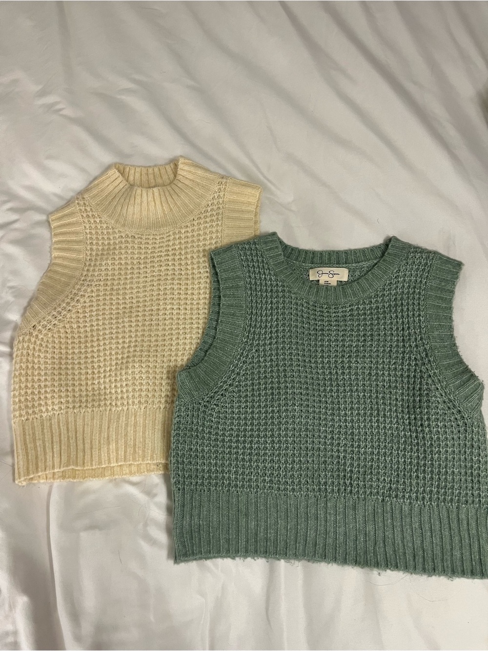 Jessica Simpson Knit Sweater Vest Set - Cream & Sage